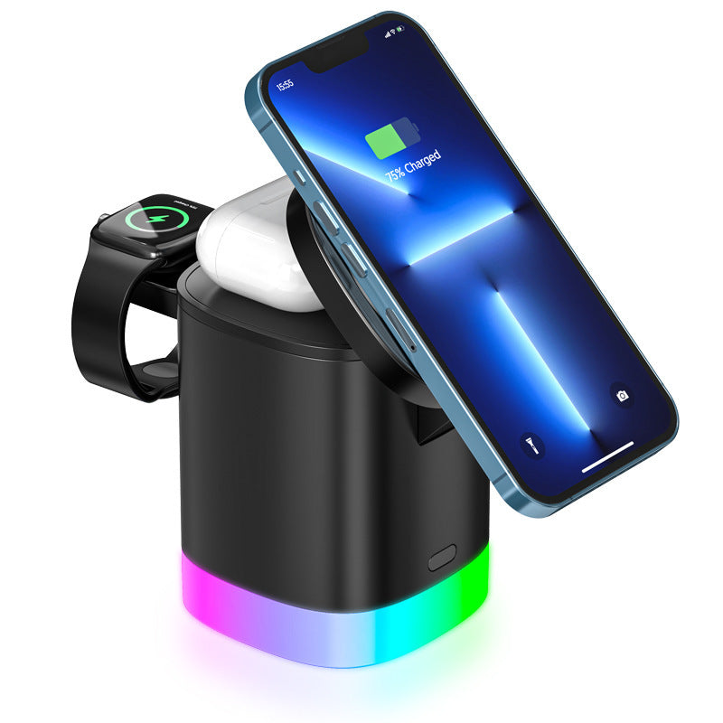 3-in-1 Magnetic Wireless Fast Charger with RGB Ambient Light - Tech Buddy